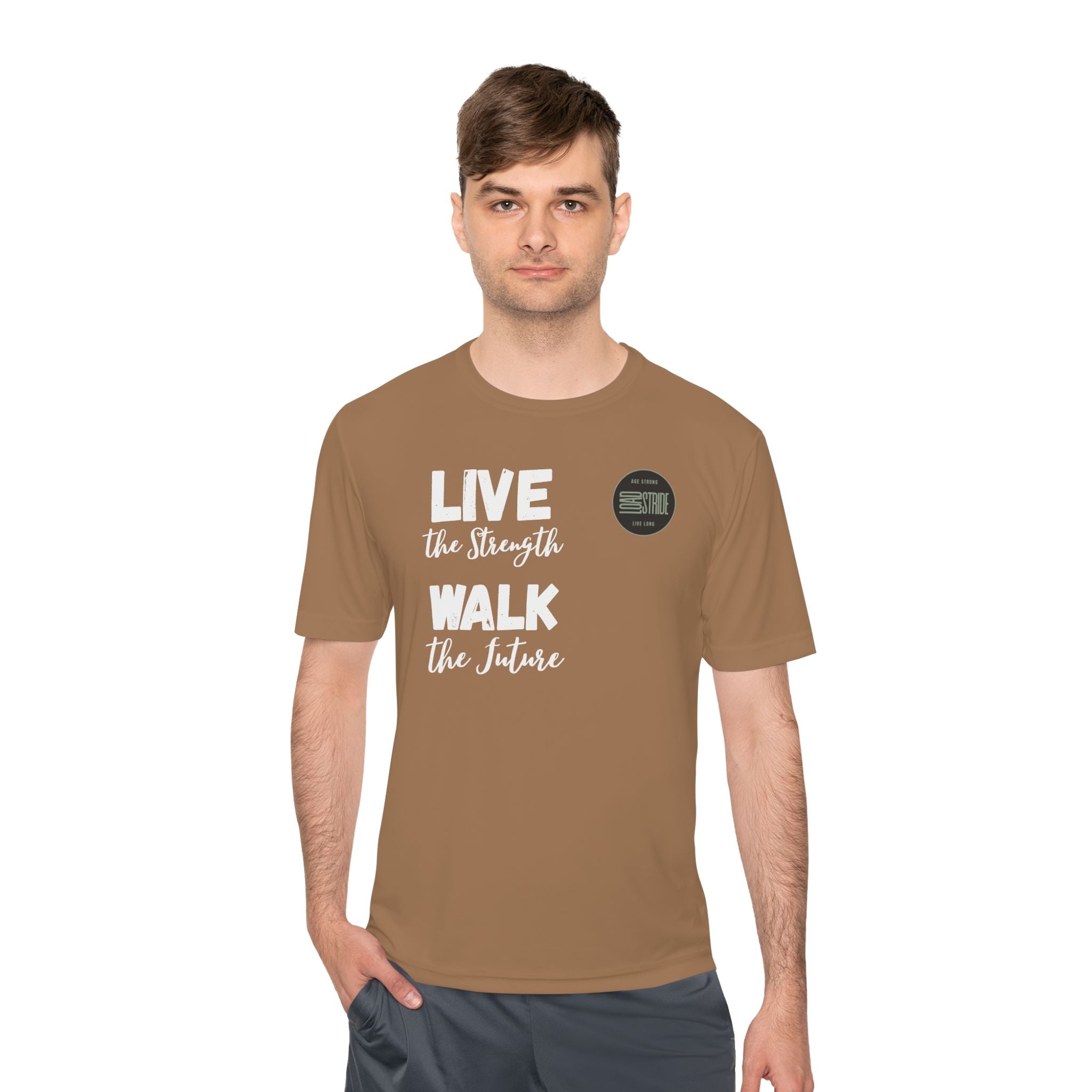 LoadStride White Slogan Rugged Outdoor Performance Tee, Activewear for Athletes, Great for Rucking, Camping, Gym Workouts, Unisex Moisture Wicking Shirt