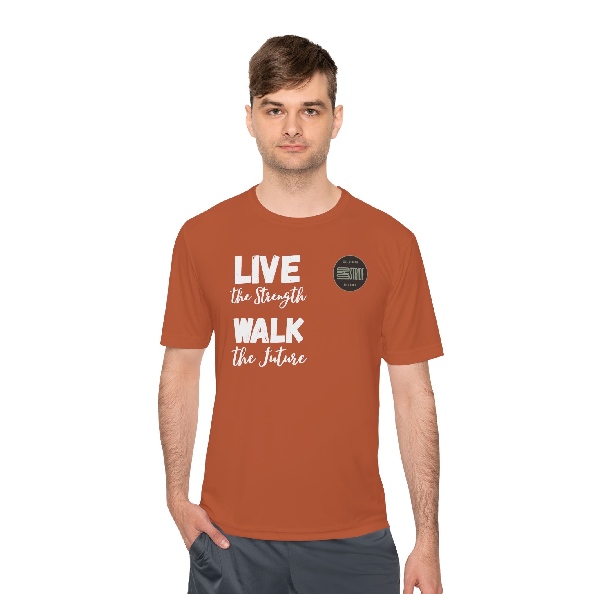 LoadStride White Slogan Rugged Outdoor Performance Tee, Activewear for Athletes, Great for Rucking, Camping, Gym Workouts, Unisex Moisture Wicking Shirt