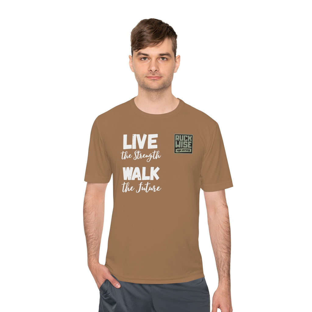 RockWise White Slogan Rugged Outdoor Performance Tee, Activewear for Athletes, Great for Rucking, Camping, Gym Workouts, Unisex Moisture Wicking Shirt