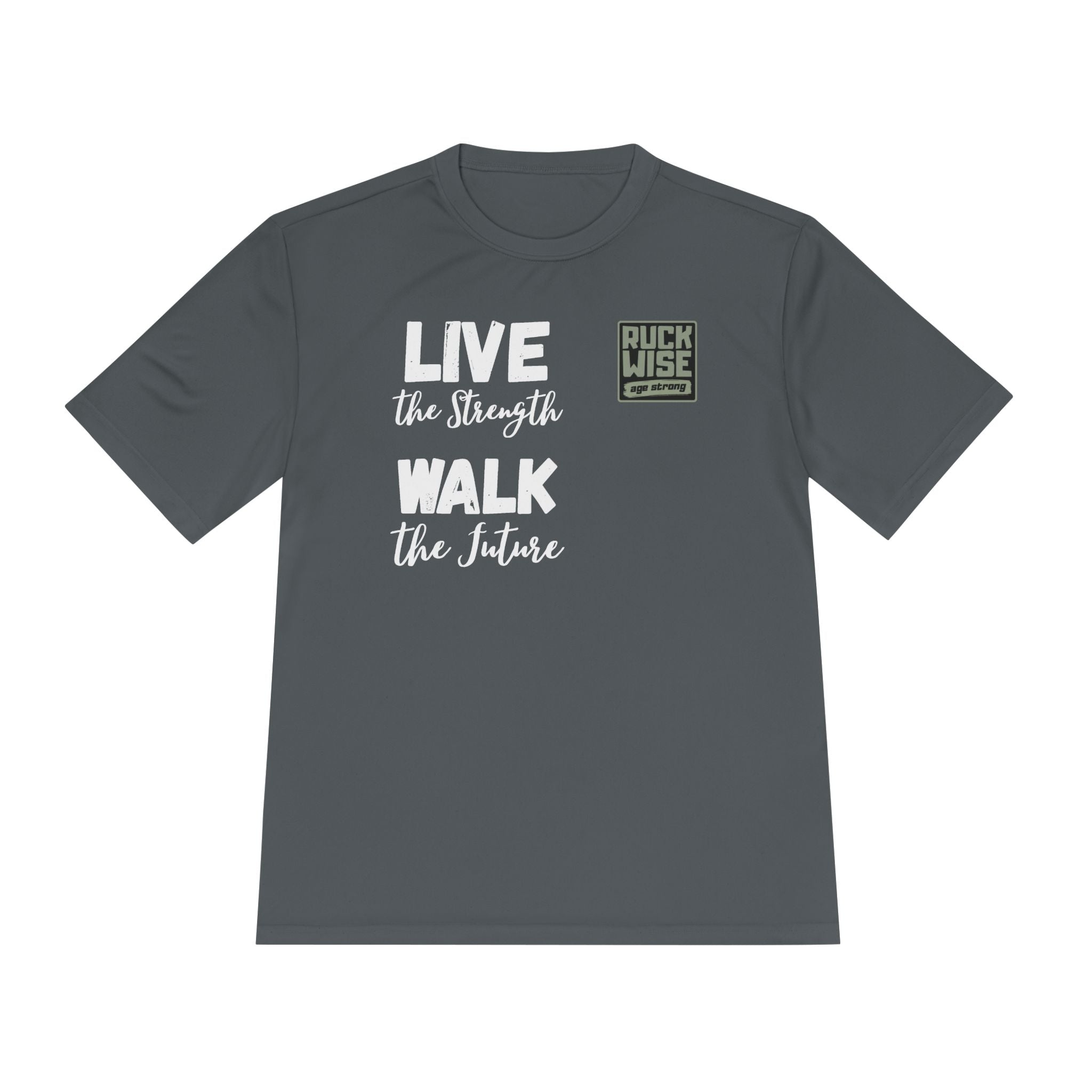 RockWise White Slogan Rugged Outdoor Performance Tee, Activewear for Athletes, Great for Rucking, Camping, Gym Workouts, Unisex Moisture Wicking Shirt