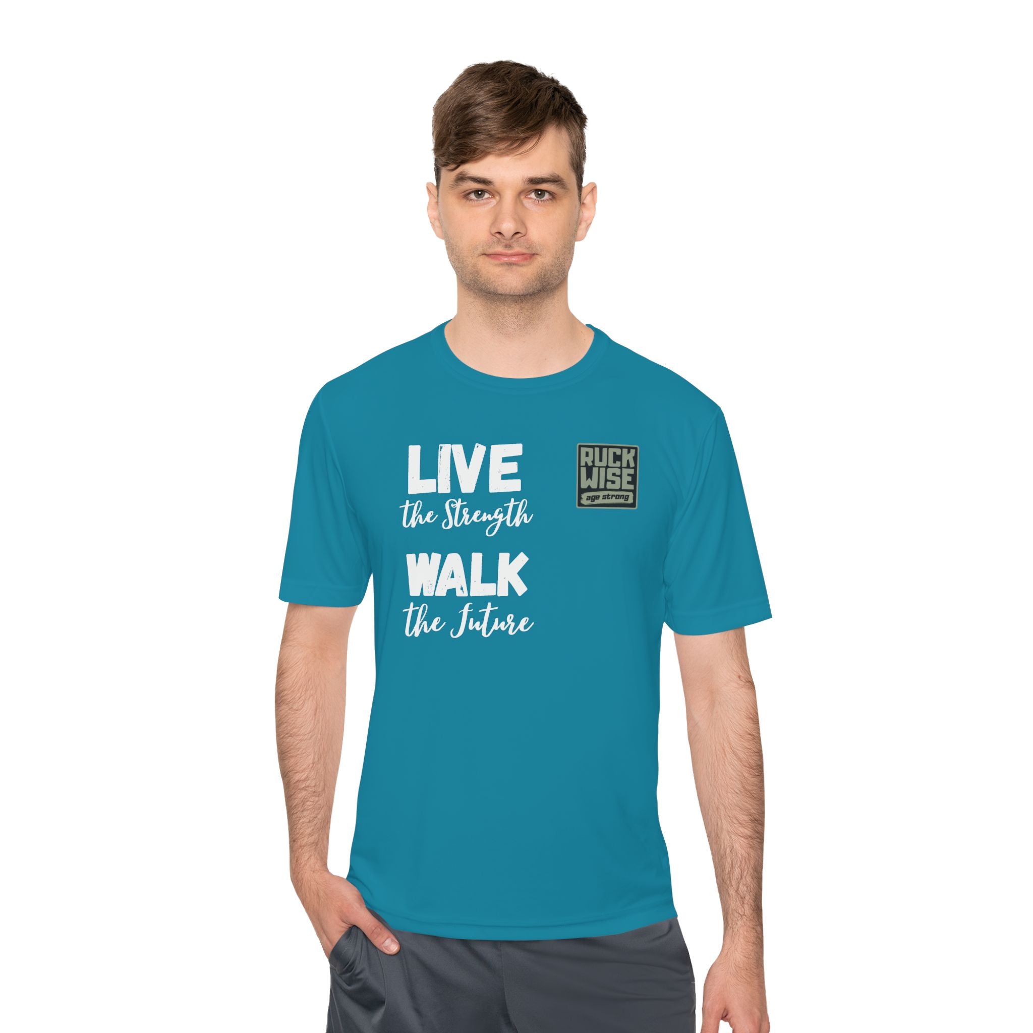 RockWise White Slogan Rugged Outdoor Performance Tee, Activewear for Athletes, Great for Rucking, Camping, Gym Workouts, Unisex Moisture Wicking Shirt