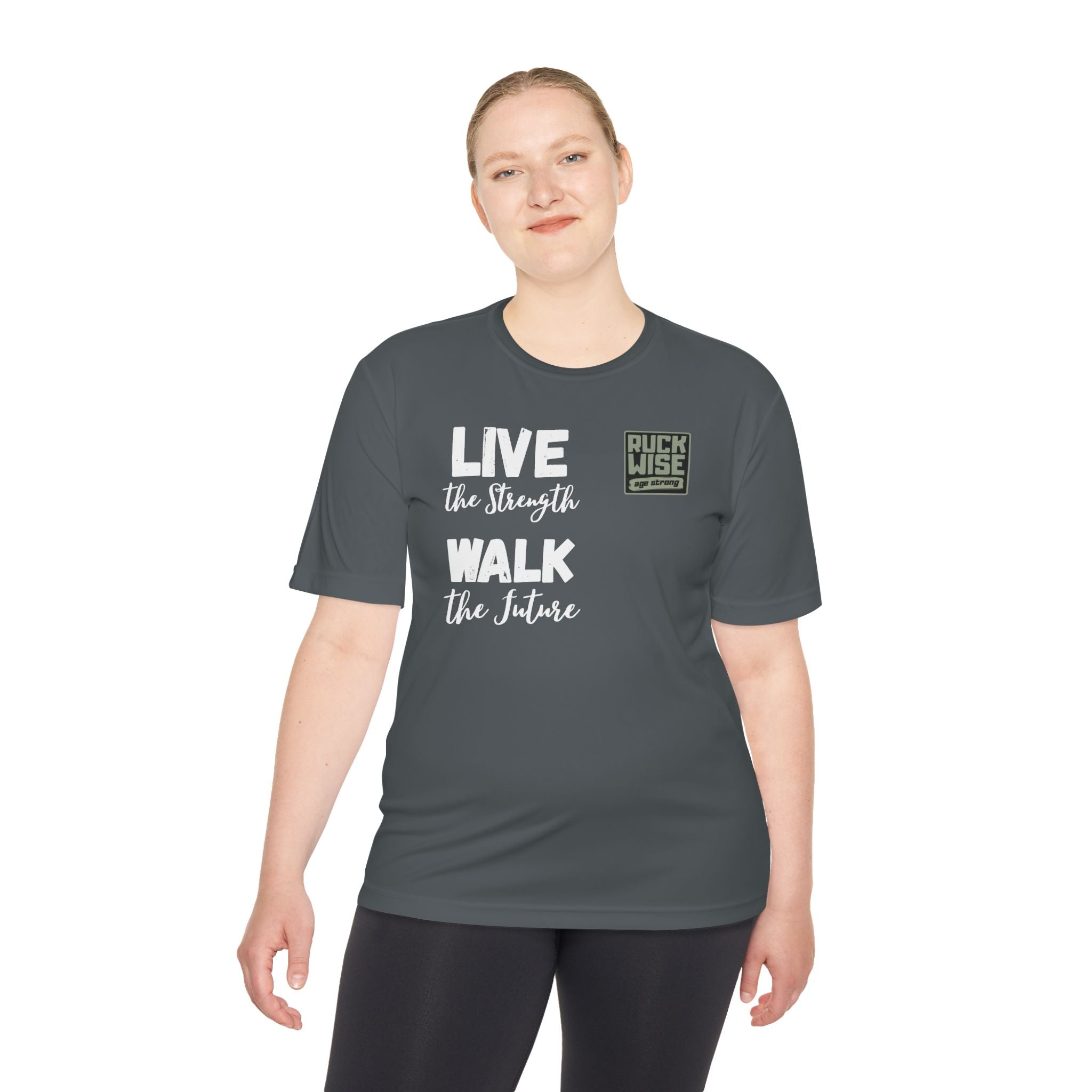 RockWise White Slogan Rugged Outdoor Performance Tee, Activewear for Athletes, Great for Rucking, Camping, Gym Workouts, Unisex Moisture Wicking Shirt